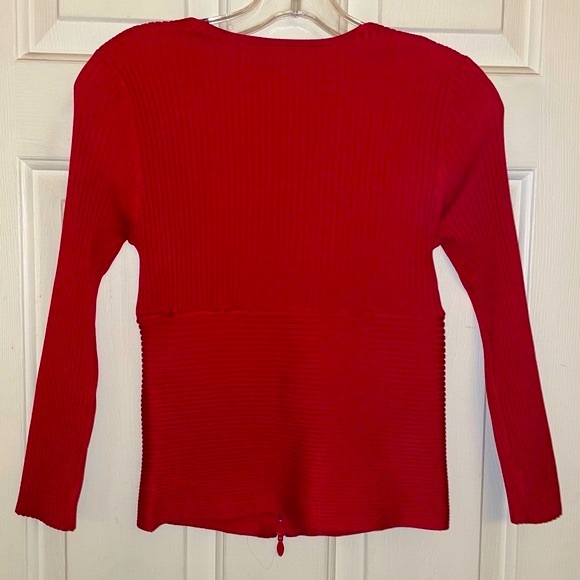 Cache Red V-neck top with Rhinestone zipper - Picture 4 of 10
